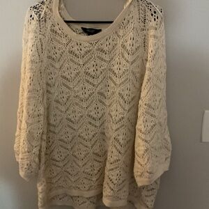 Simply Vera Vera Wang Open-Knit Scoop Neck Sweater in Cream